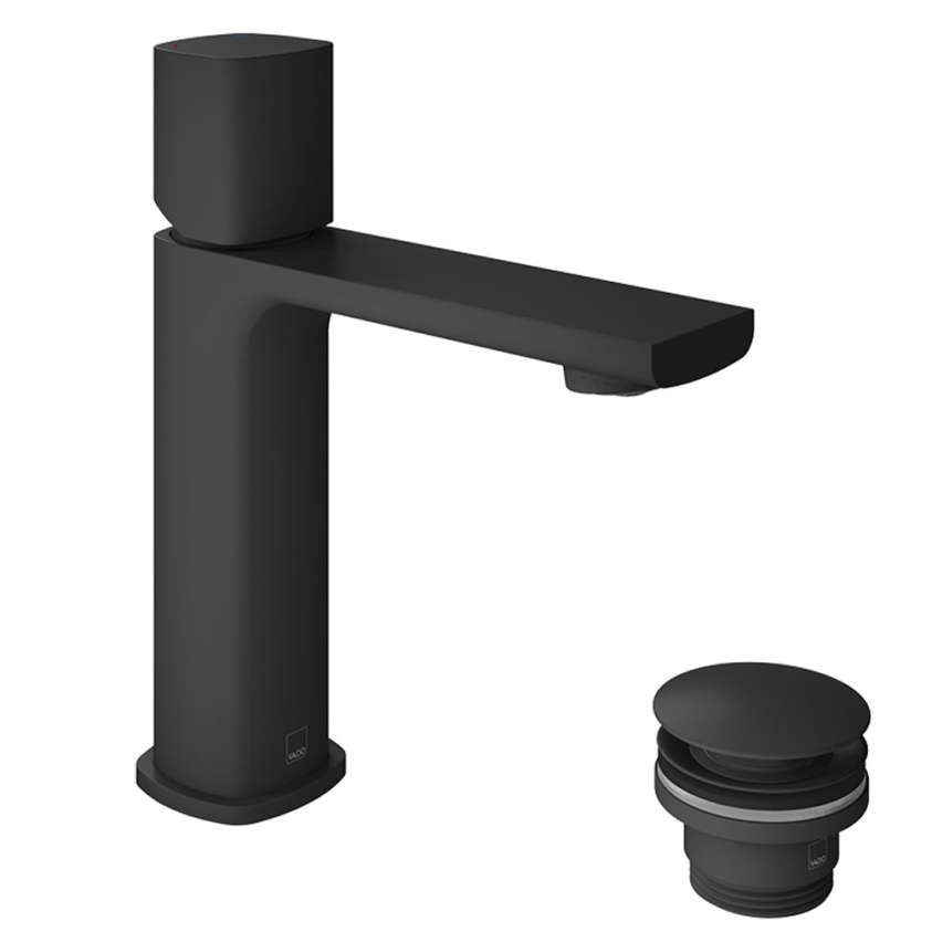 Vado Cameo Leverless Matt Black Mono Basin Mixer With Waste